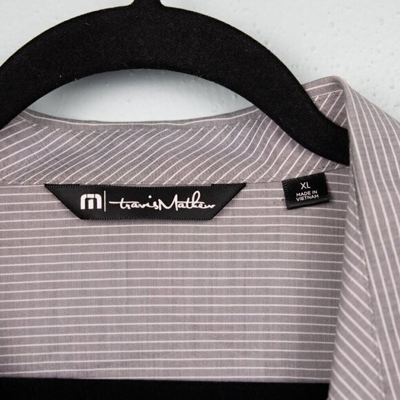 Travis Mathew grey stripe button down shirt-XL - Picture 3 of 4